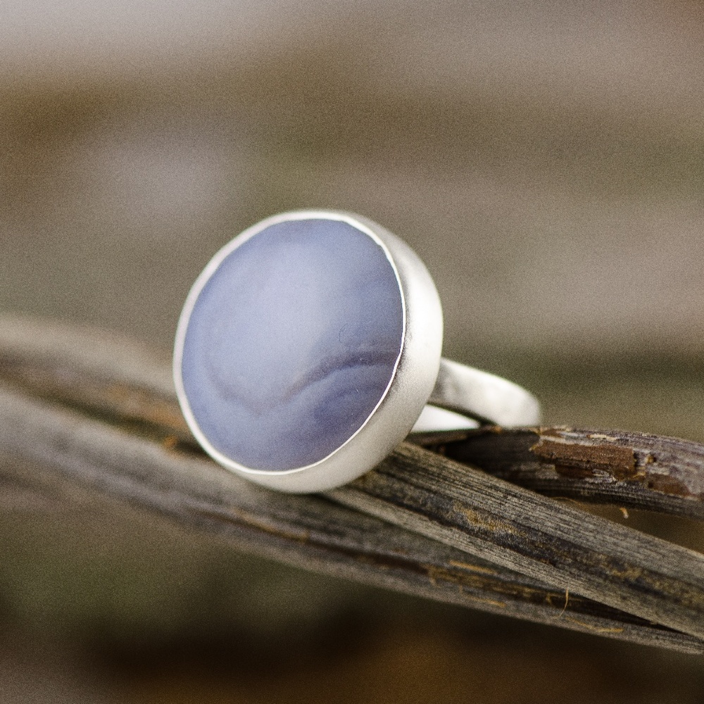 Blue Lace Agate sterling silver ring